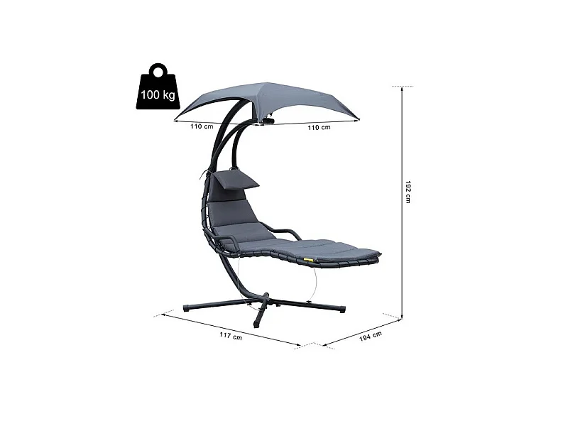 Bain de soleil suspendu Bahia gris foncé