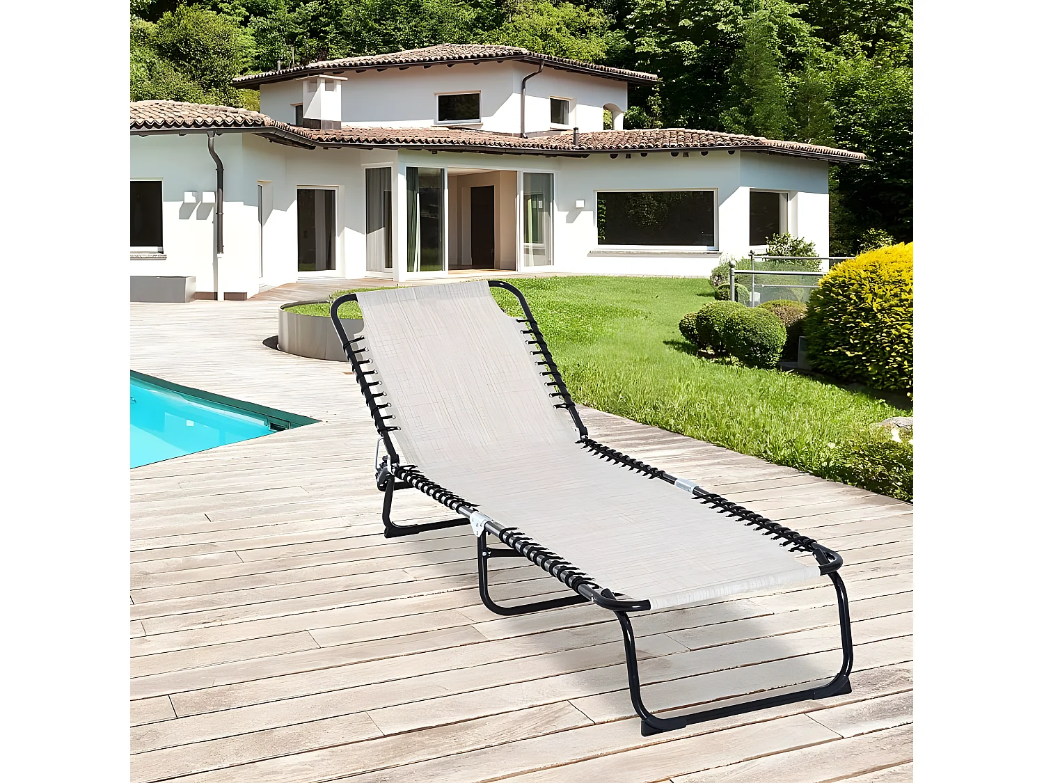 Transat inclinable pliable CHIARA crème