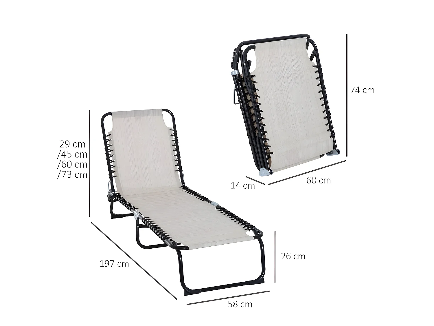 Transat inclinable pliable CHIARA crème