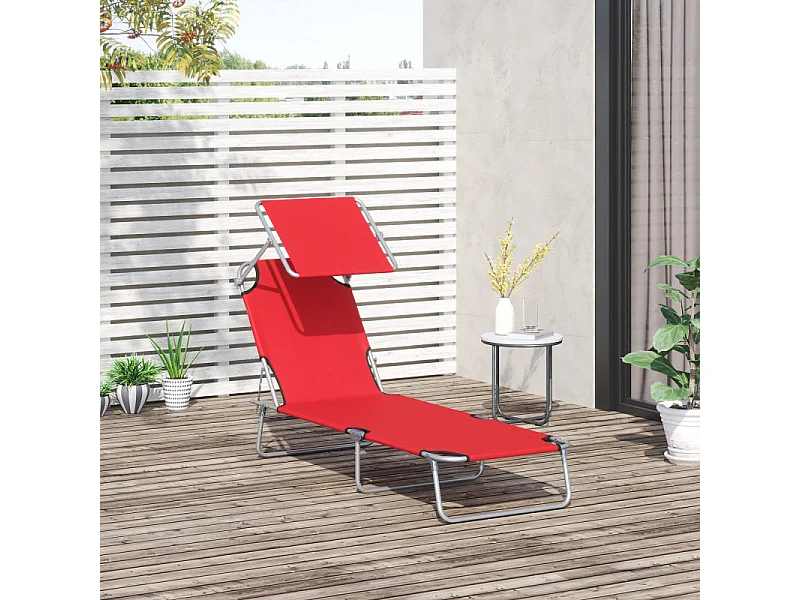 Transat pliable et pare-soleil JEREMY Rouge