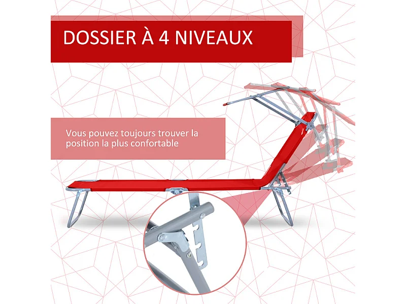 Transat pliable et pare-soleil JEREMY Rouge