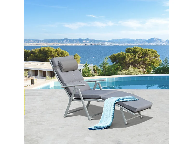 Transat pliable inclinable STEPHANIE gris