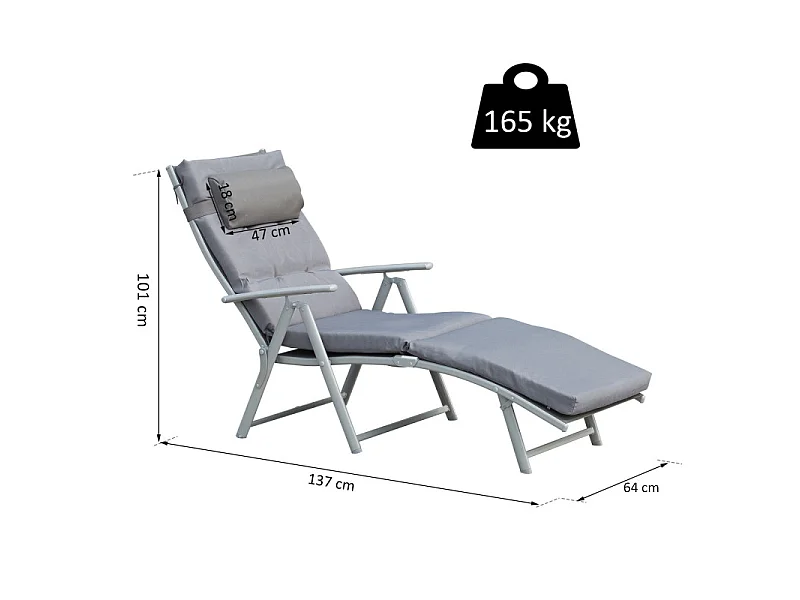 Transat pliable inclinable STEPHANIE gris