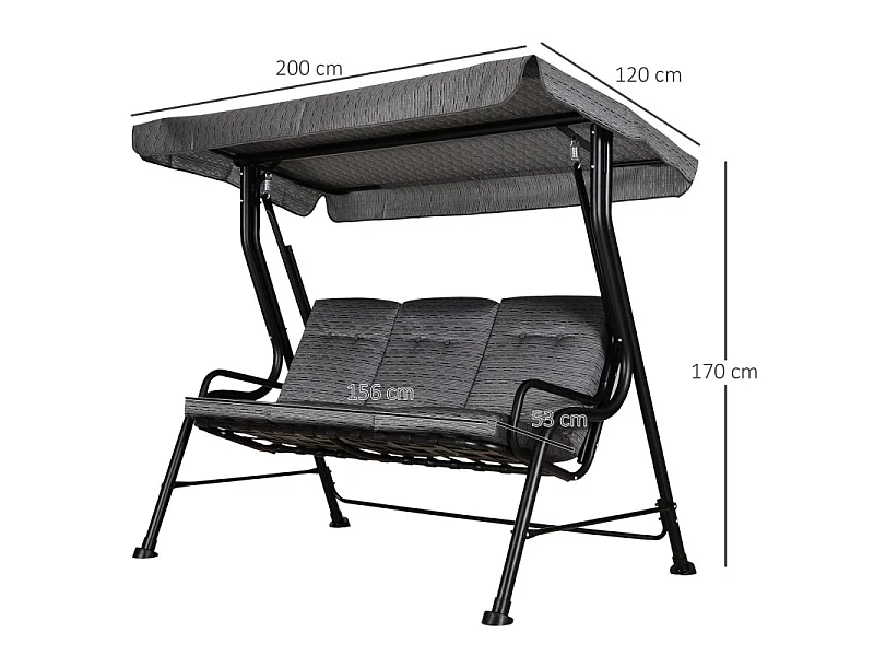 Balancelle de jardin OSCAR noire et grise