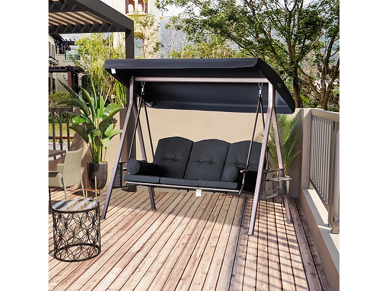 Balancelle de jardin ARNO marron et noire