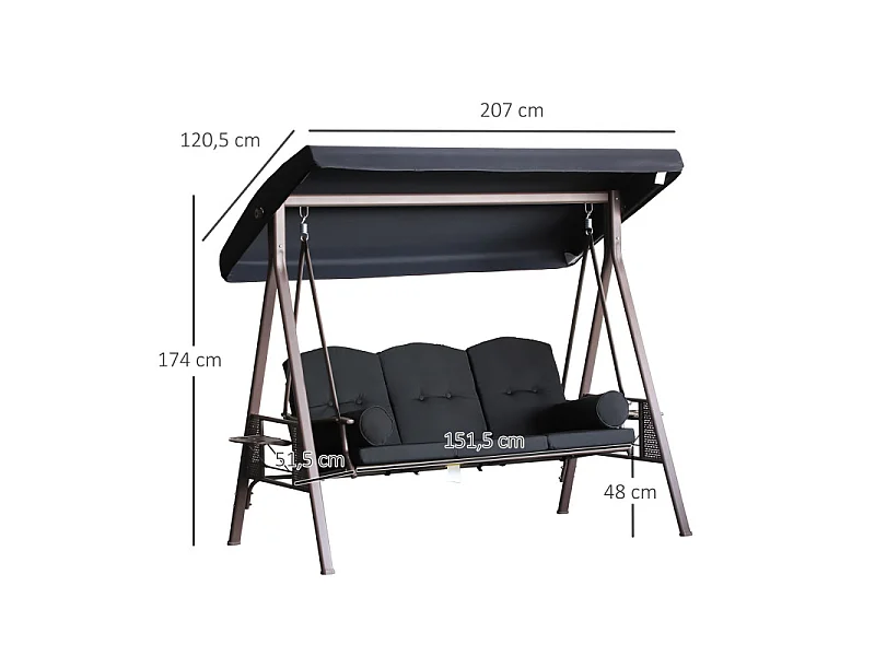 Balancelle de jardin ARNO marron et noire