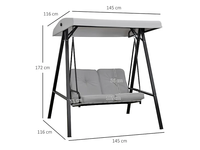 Balancelle de jardin 2 places NOA grise