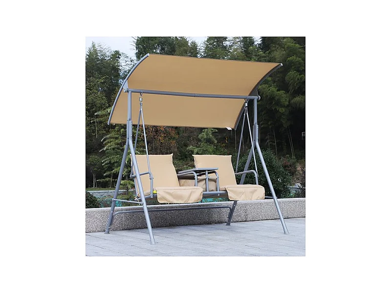 Balancelle de jardin beige 2 places YU