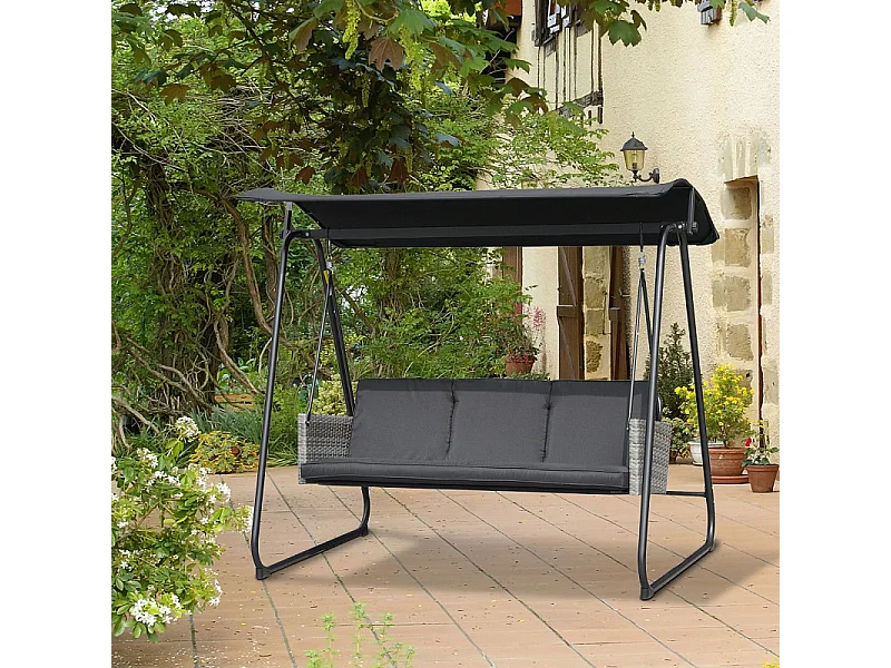 Balancelle de jardin CHARLINE grise et noire