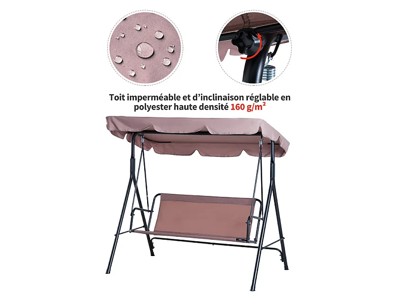 Balancelle de jardin Eiréné Imperméable Brun 3 Places