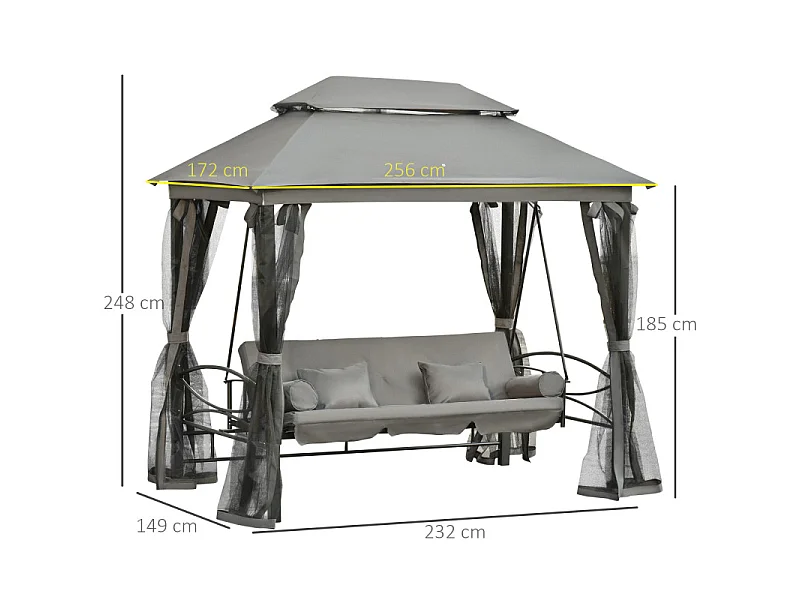 Balancelle de jardin LETO noire et grise