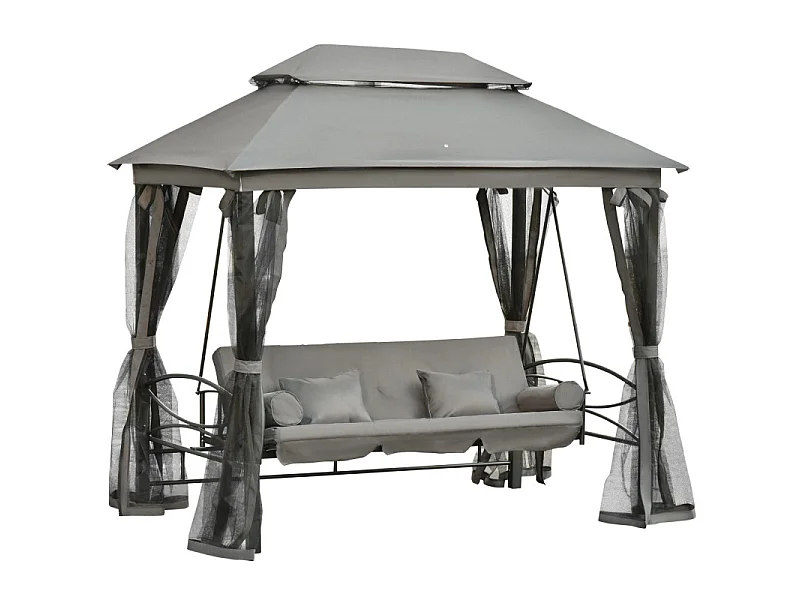 Balancelle de jardin LETO noire et grise