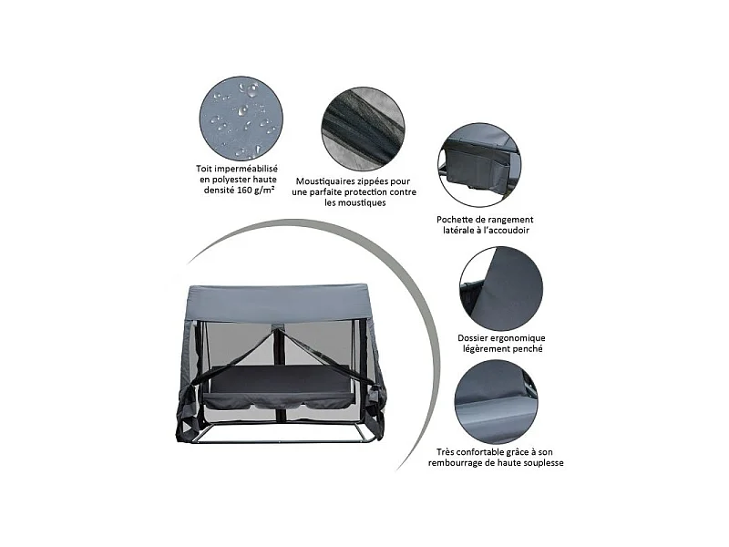 Balancelle de Jardin Elfa Gris