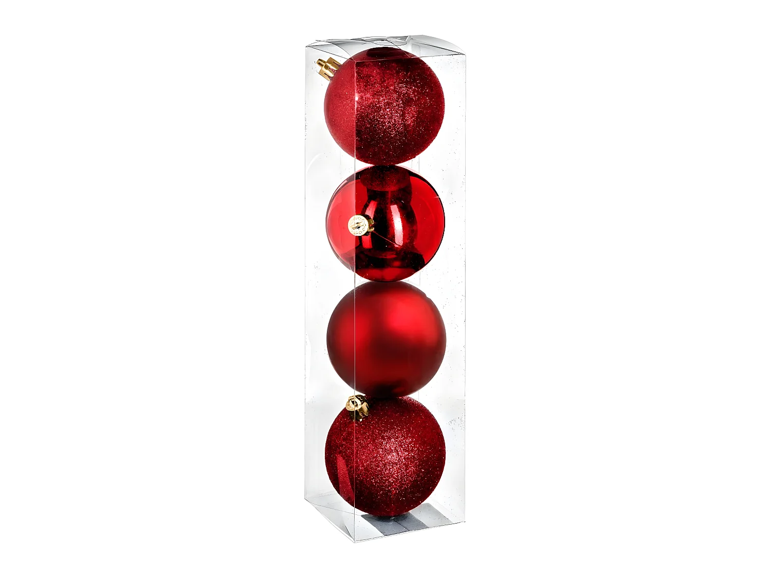 Lot de 4 Boules de Noël "Colorama" 8cm Rouge