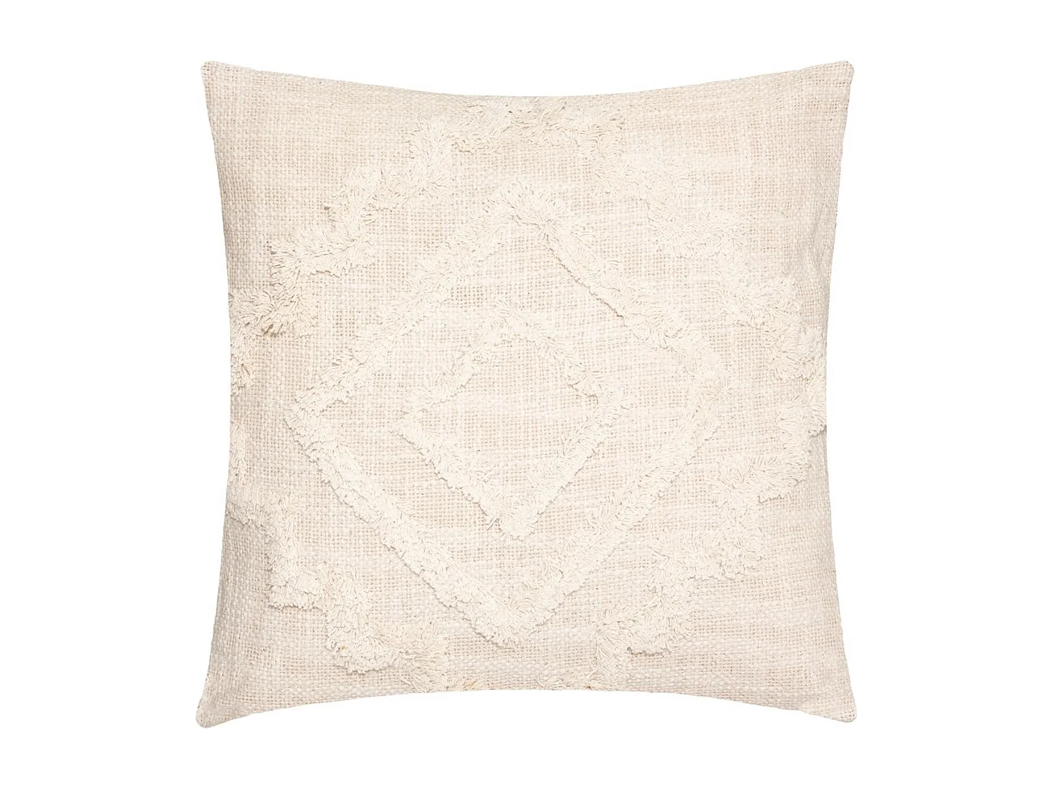 Coussin Déco Tufté "Inca" 40x40cm Ivoire