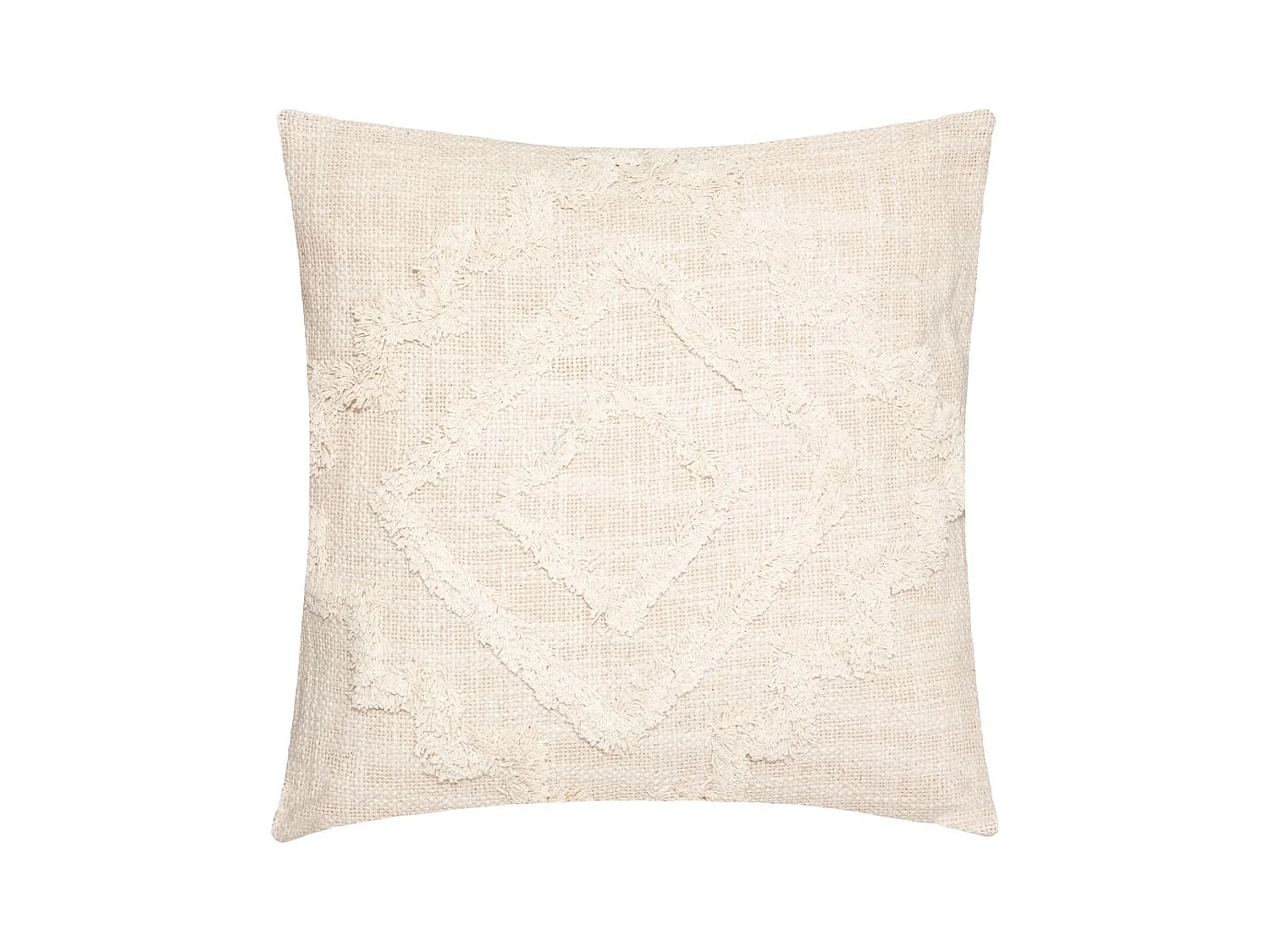 Coussin Déco Tufté "Inca" 40x40cm Ivoire