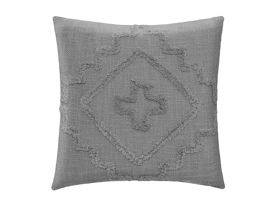 Coussin Déco Tufté "Inca" 40x40cm Gris