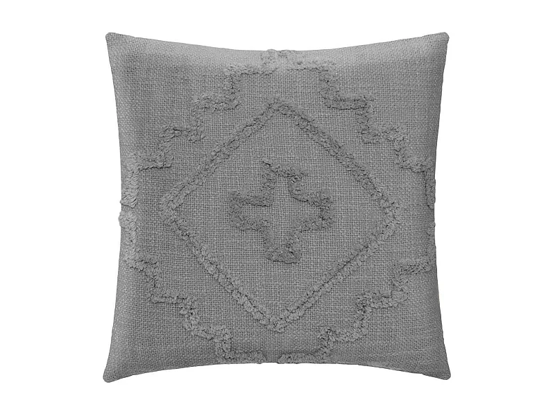 Coussin Déco Tufté "Inca" 40x40cm Gris