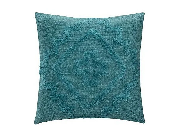 Coussin Déco Tufté "Inca" 40x40cm Bleu Canard