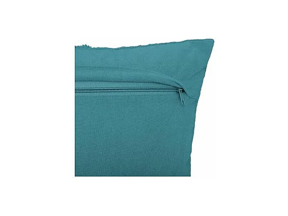 Coussin Déco Tufté "Inca" 40x40cm Bleu Canard