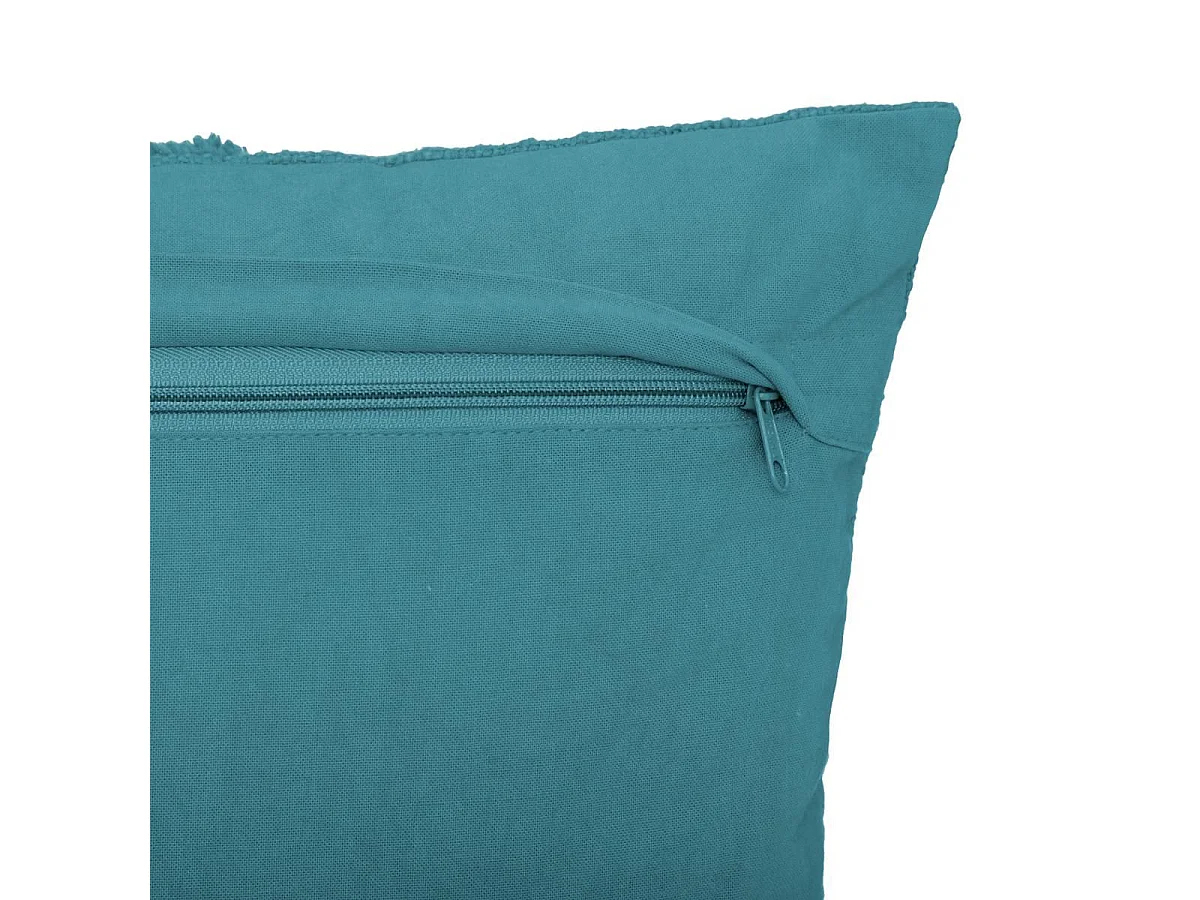 Coussin Déco Tufté "Inca" 40x40cm Bleu Canard