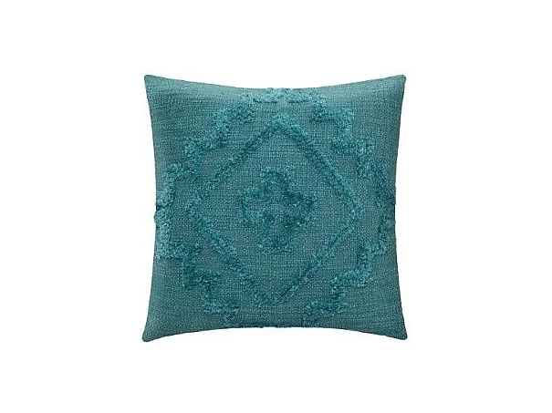 Coussin Déco Tufté "Inca" 40x40cm Bleu Canard