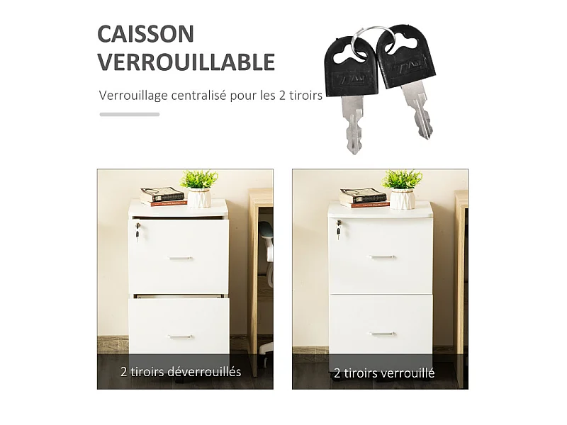 Caisson de bureau verouillable ROLPH blanc