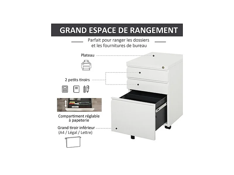 Caisson de bureau JAMIE blanc
