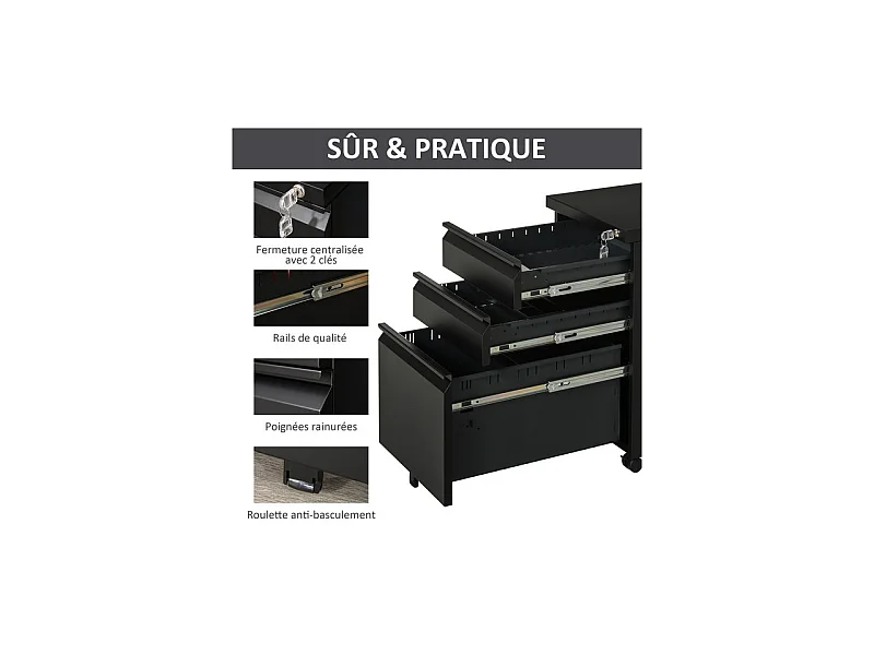 Caisson de bureau SEKUR noir