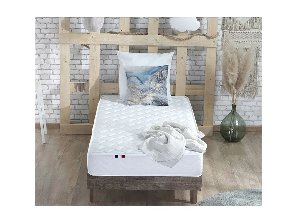 Ensemble Matelas accueil Latex INITIAL Sommier en Kit Couleur - Chêne gris, Dimensions - 90 x 190 cm