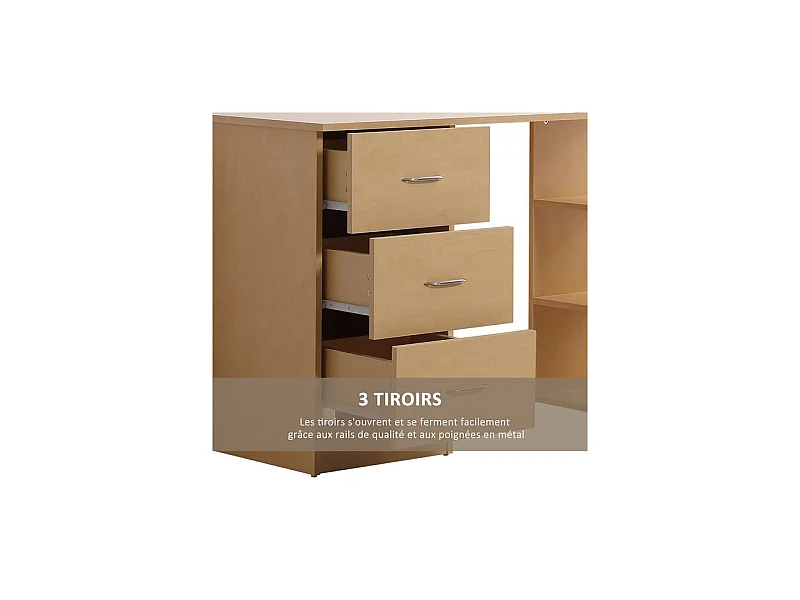 Bureau informatique STANFORD bois clair