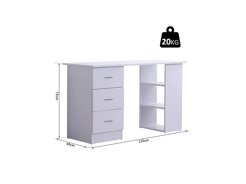 Bureau étagère JONATHAN blanc