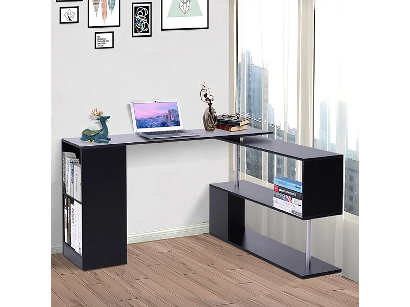 Bureau d'angle Noir en L