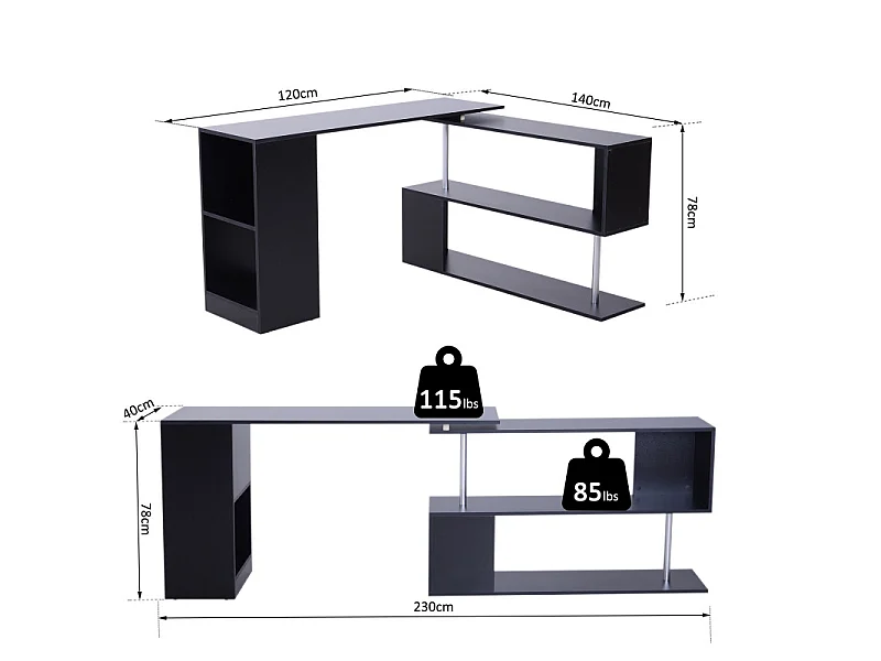 Bureau d'angle Noir en L