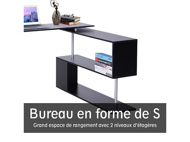 Bureau d'angle Noir en L