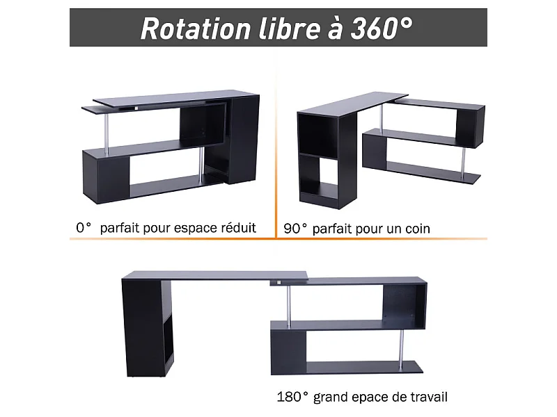 Bureau d'angle Noir en L