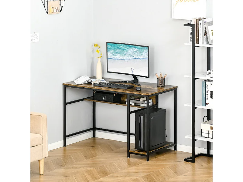 Bureau design industriel ANSELME boisé et noir