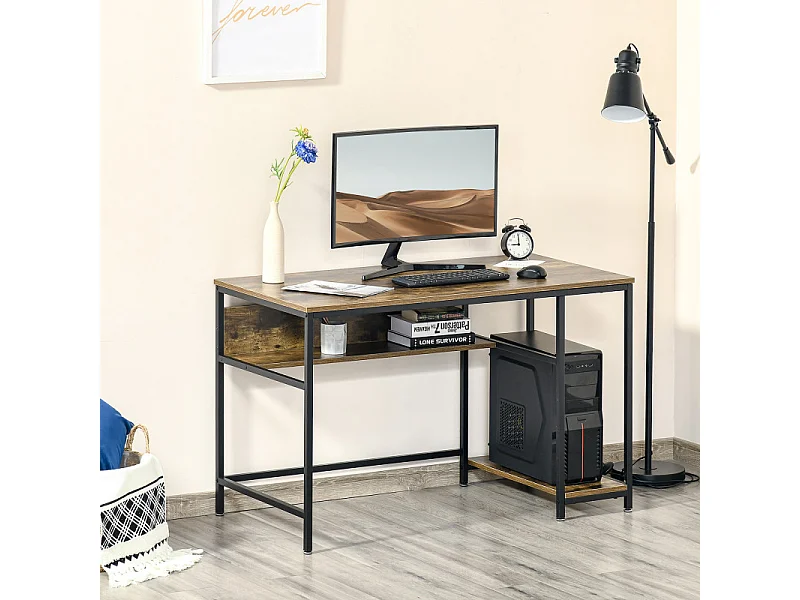 Bureau design industriel ANSELME boisé et noir