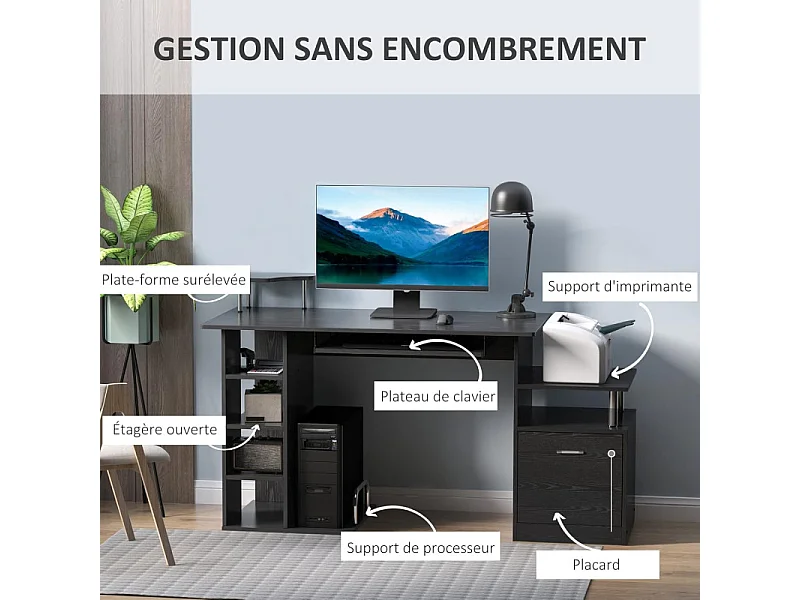 Bureau informatique Tropicolo Noir