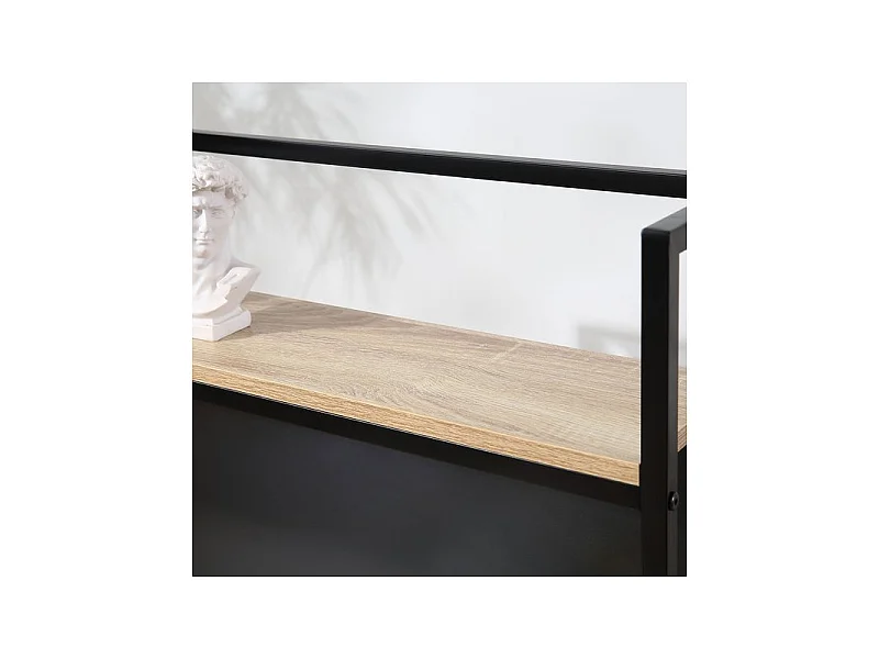 Bureau informatique avec étagères SOHO noir et bois