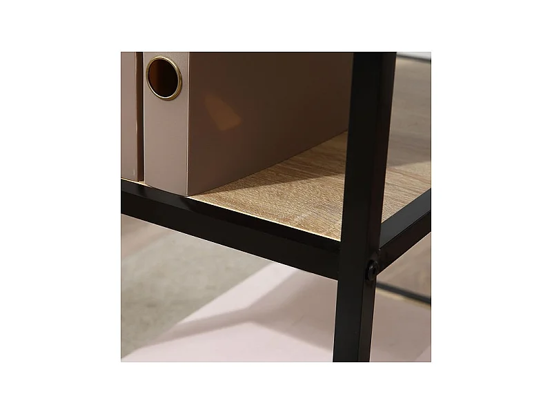 Bureau informatique avec étagères SOHO noir et bois