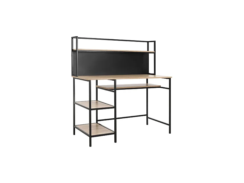 Bureau informatique avec étagères SOHO noir et bois