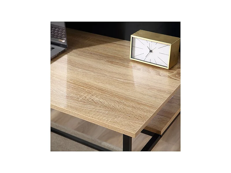 Bureau informatique avec étagères SOHO noir et bois