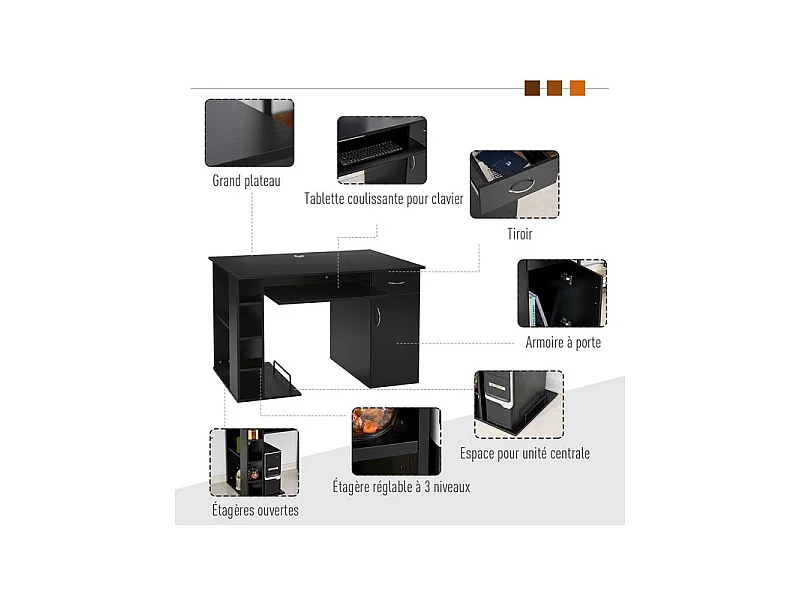 Bureau informatique STELLAR noir