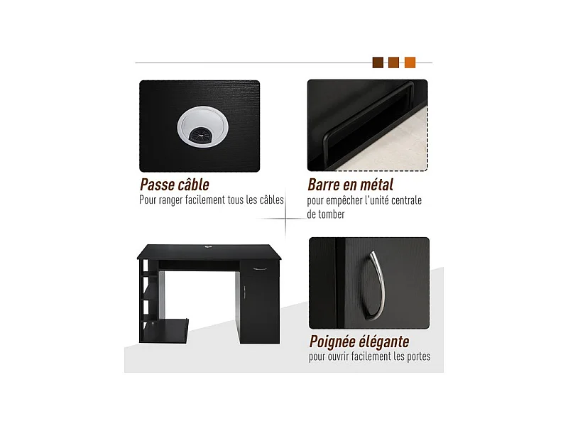 Bureau informatique STELLAR noir