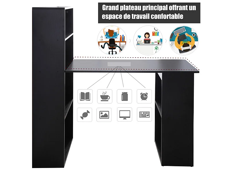 Bureau multi-rangement Elina noir