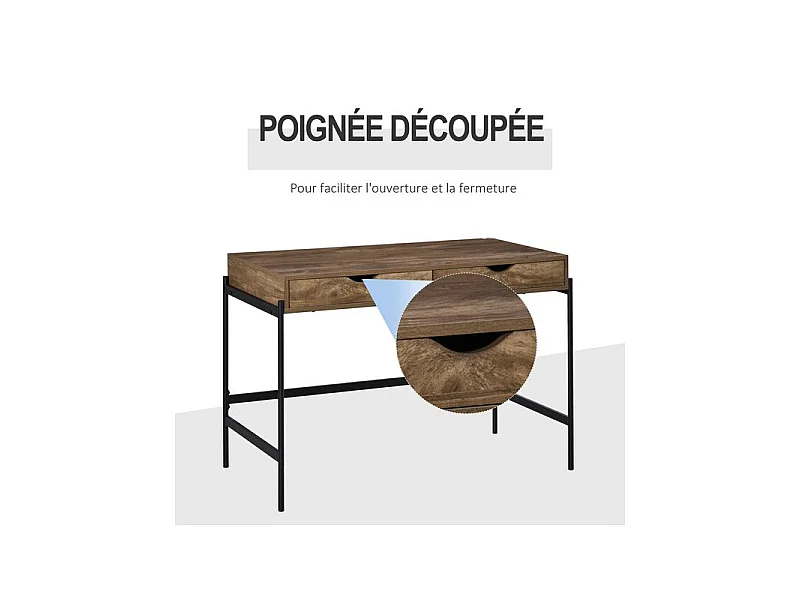 Bureau industriel TONY noir et bois