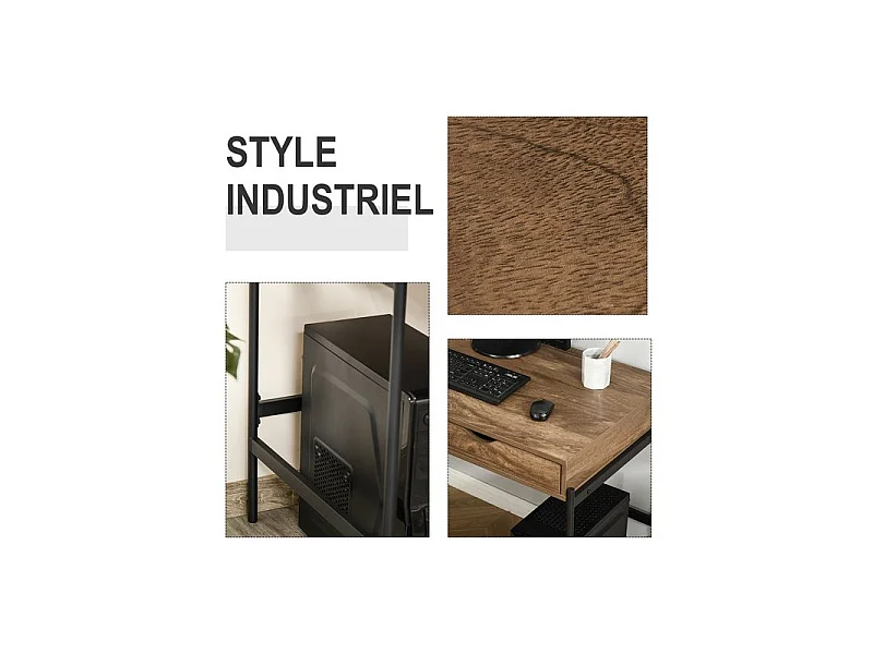 Bureau industriel TONY noir et bois