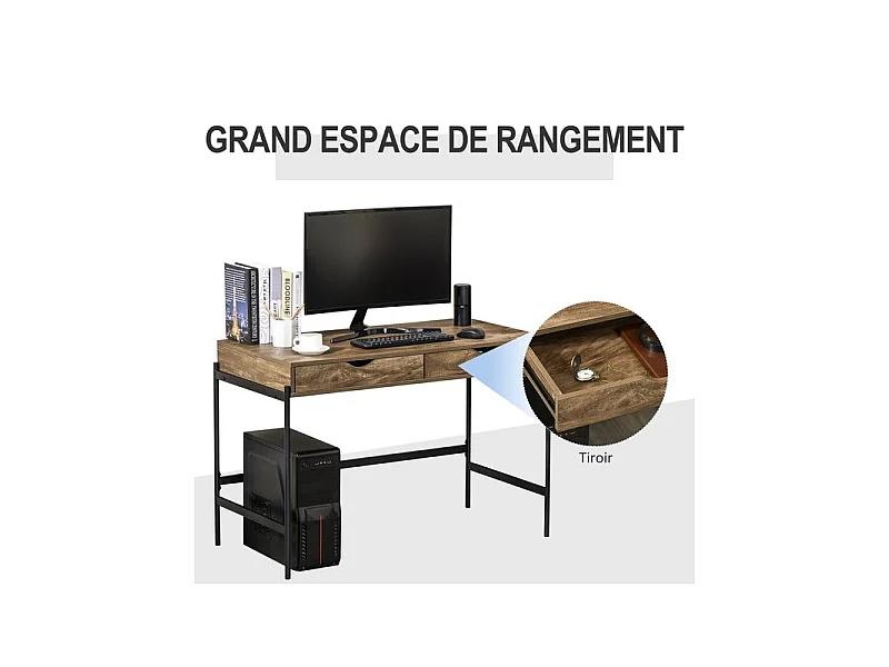 Bureau industriel TONY noir et bois