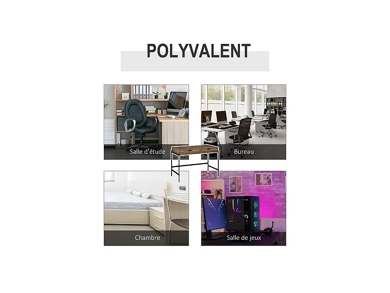 Bureau industriel TONY noir et bois